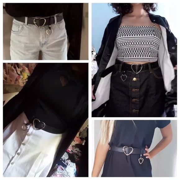 Silver Hearts Black PU Leather Belt - Picture 7 of 9